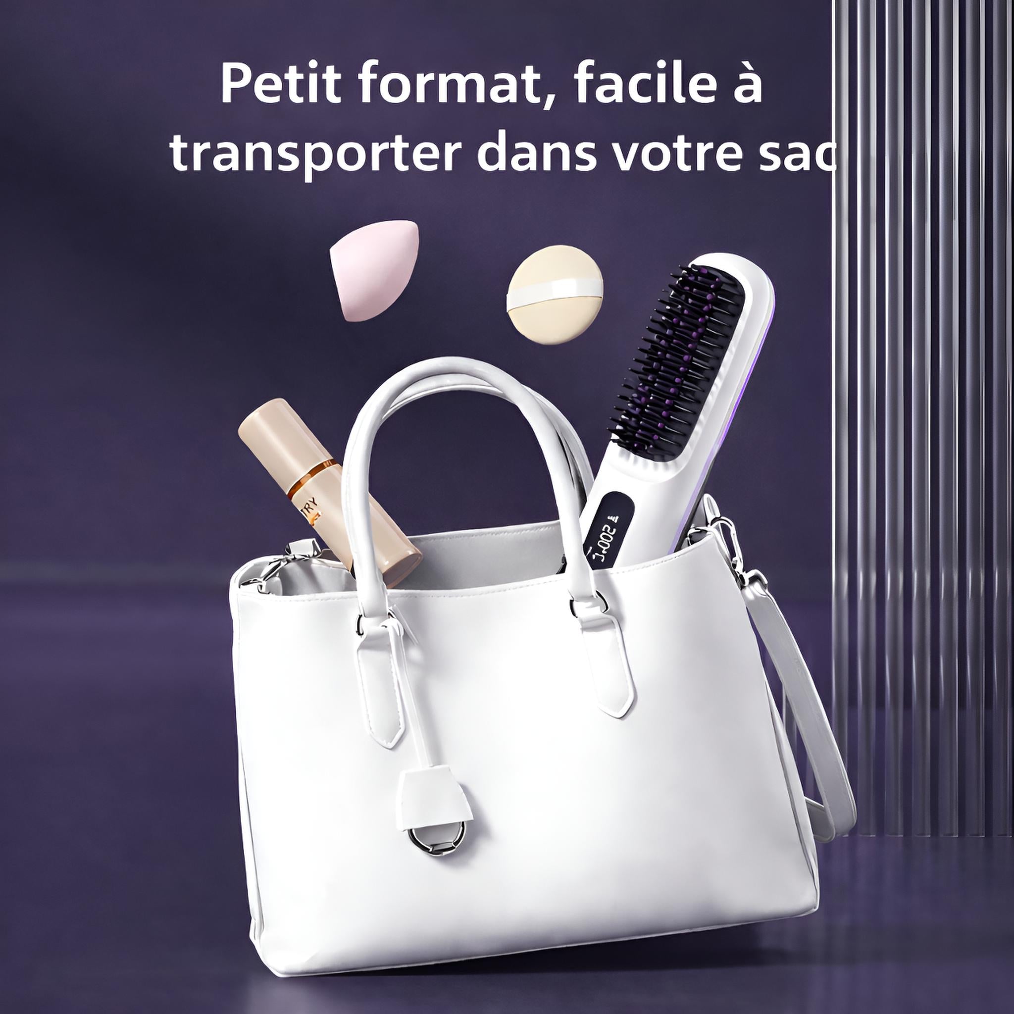 Lisseur Sans Fil Rechargeable Blanc | PURELISS – Écran LCD, Plaques Céramiques, 3 Températures