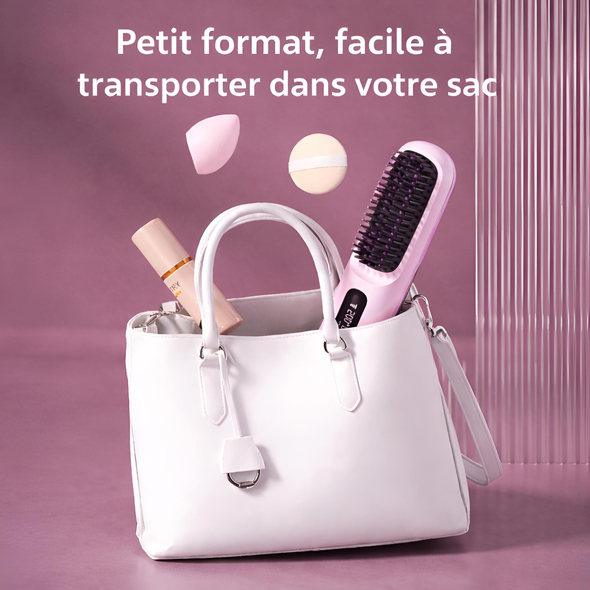 Lisseur Sans Fil Rechargeable Rose | PURELISS – Écran LCD, Plaques Céramiques, 3 Températures