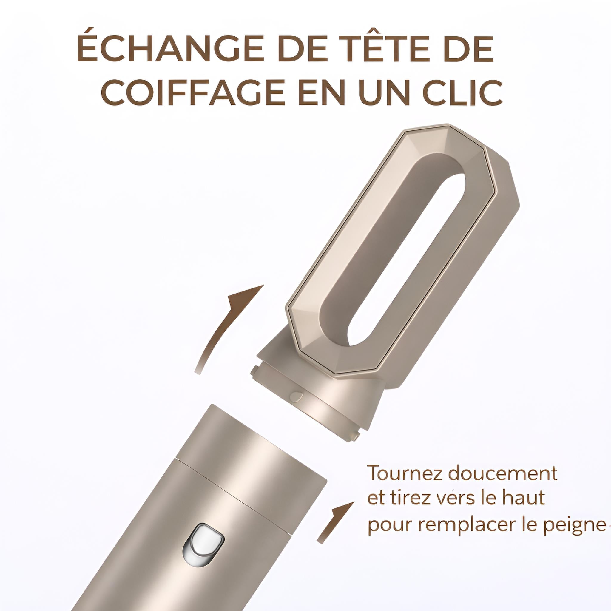 Brosse Soufflante 6-en-1 | PURELISS – Moteur Sans Balais, Soin Nourrissant, Cheveux Secs & Mouillés – Champagne