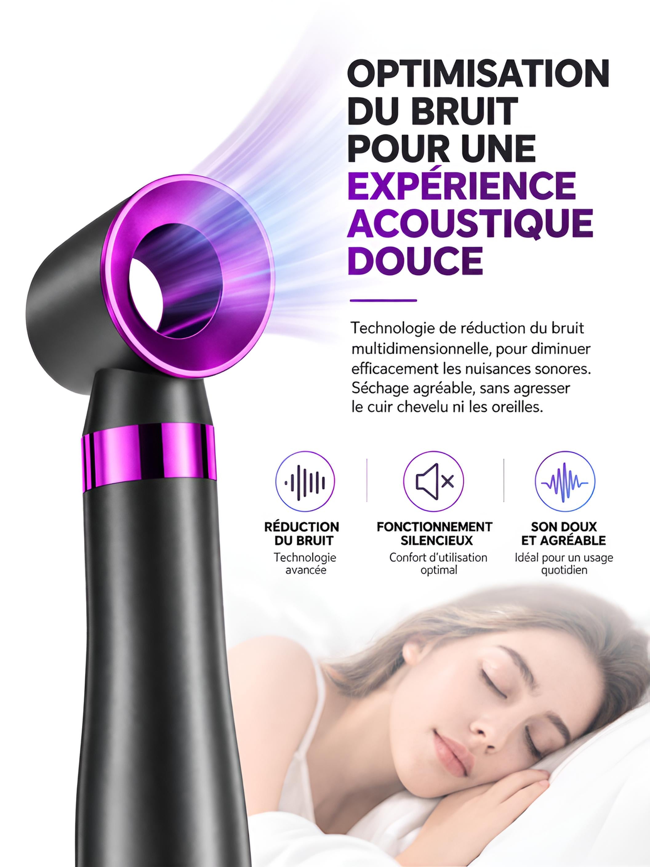 Peigne à Air Chaud 6-en-1 | PURELISS – Lisseur, Boucleur & Sèche-Cheveux, Thermostat, Soin Capillaire – Gris Violet
