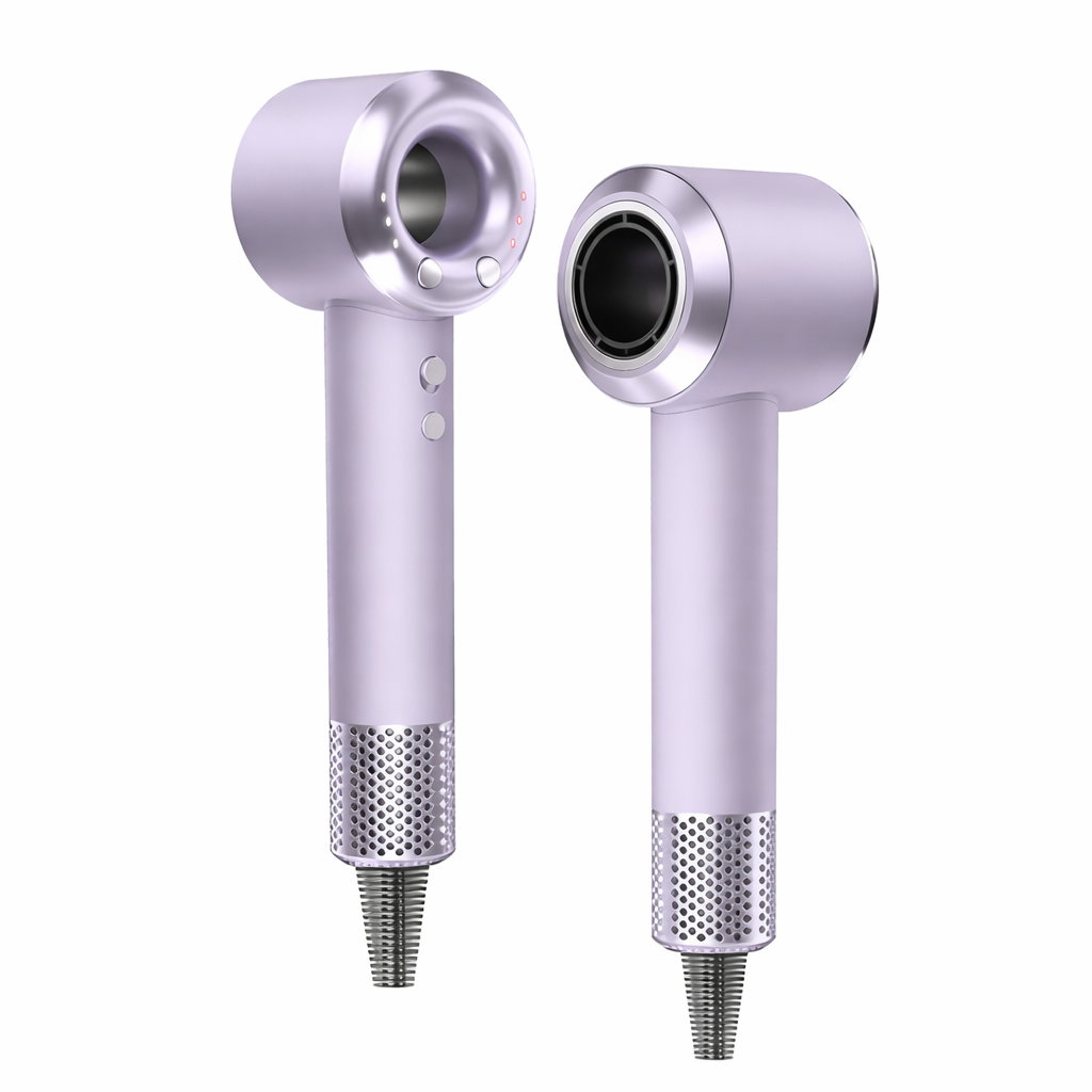 Sèche-Cheveux Ionique Sans Lame | PURELISS – Moteur Sans Balais 1400W, Ultra-Silencieux – Violet, Menthe, Rose