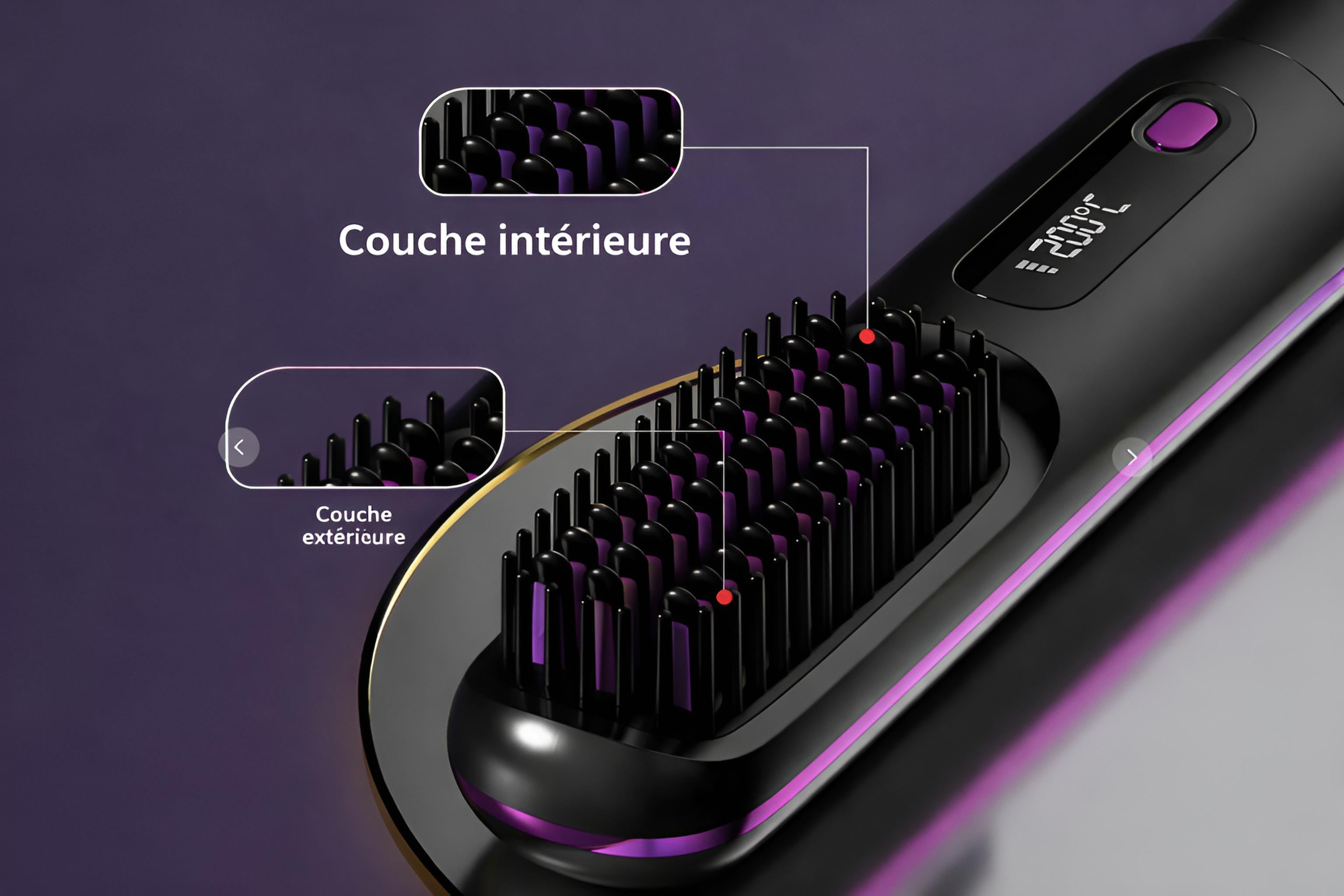Lisseur Sans Fil Rechargeable Noir | PURELISS – Écran LCD, Plaques Céramiques, 3 Températures