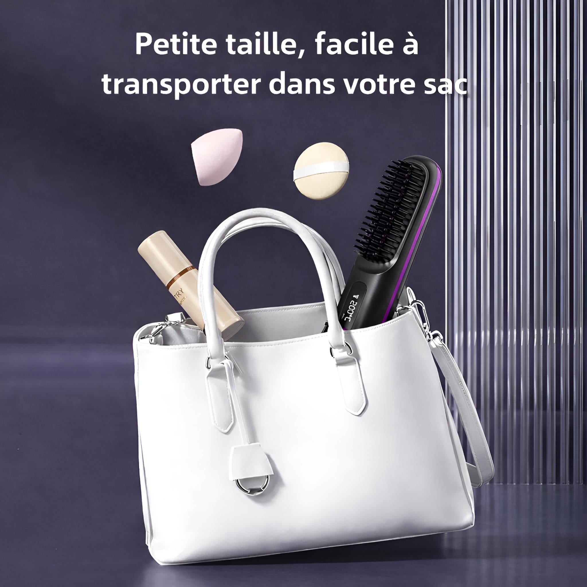 Lisseur Sans Fil Rechargeable Noir | PURELISS – Écran LCD, Plaques Céramiques, 3 Températures
