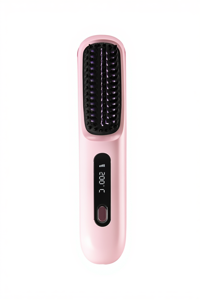 Lisseur Sans Fil Rechargeable Rose | PURELISS – Écran LCD, Plaques Céramiques, 3 Températures