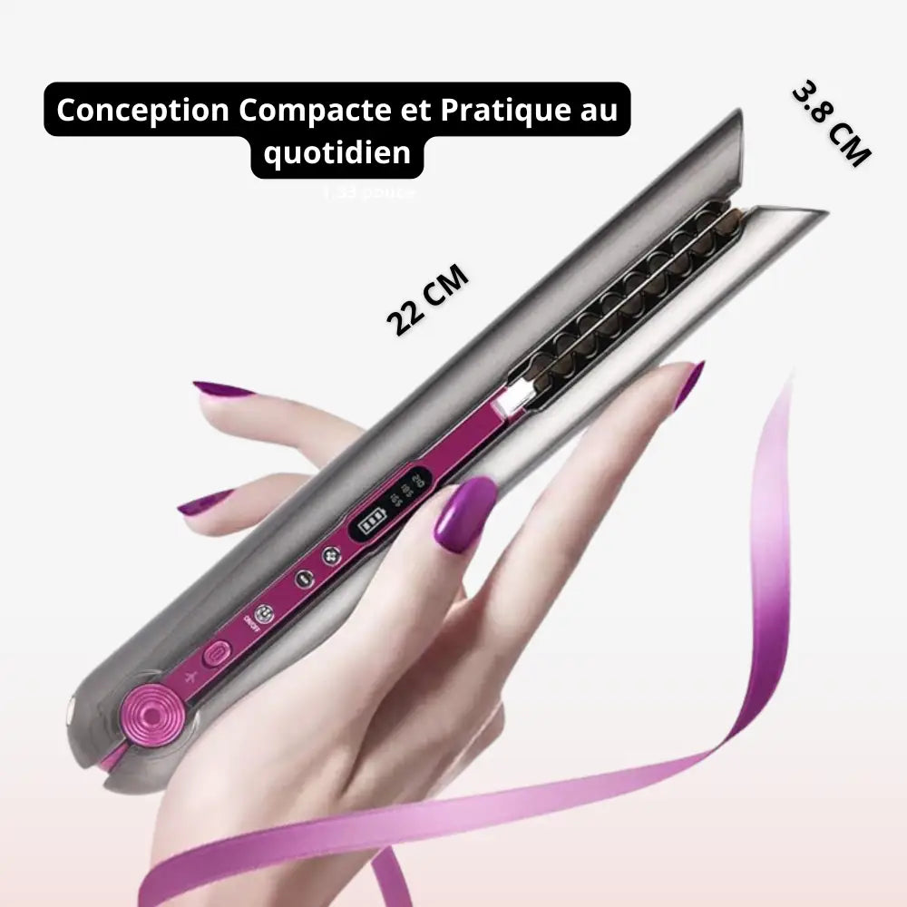 Lisseur & Fer à Boucler 2-en-1 Sans Fil Rechargeable | PURELISS – Multi-Températures, Plaques Céramiques