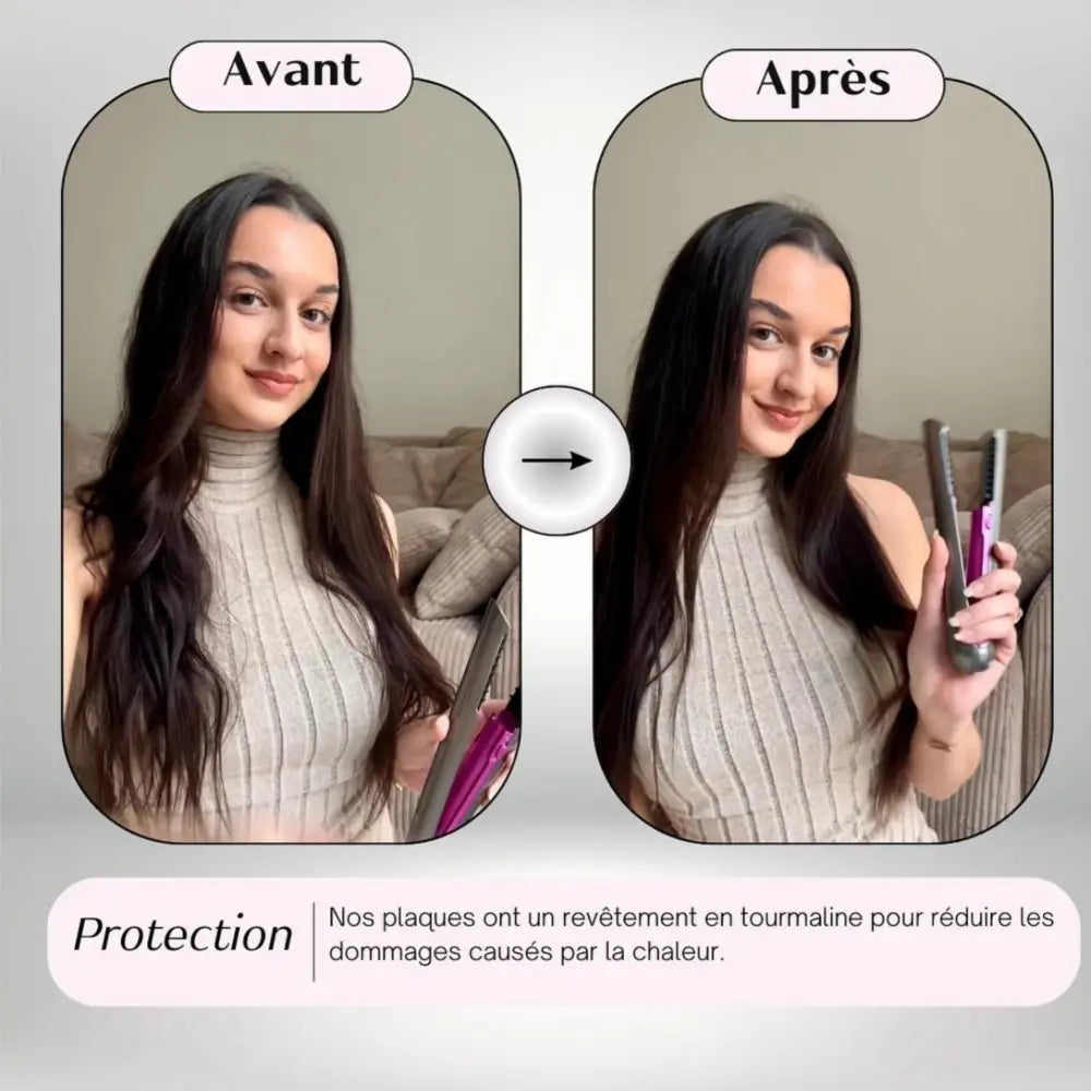 Lisseur & Fer à Boucler 2-en-1 Sans Fil Rechargeable | PURELISS – Multi-Températures, Plaques Céramiques