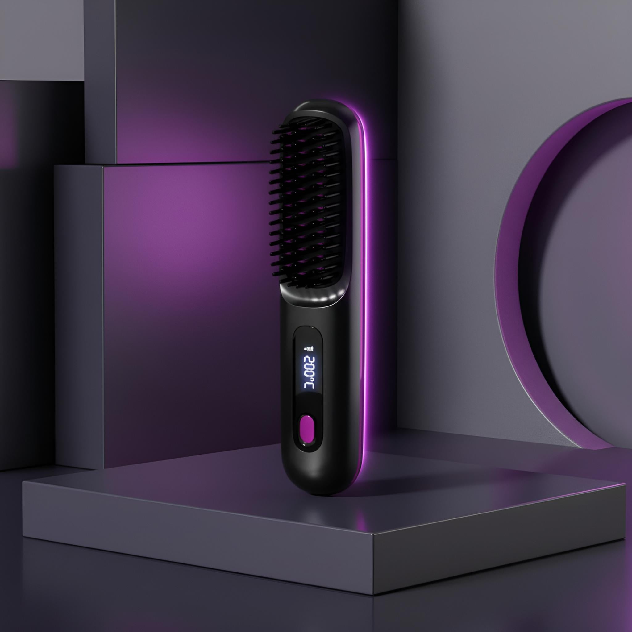 Lisseur Sans Fil Rechargeable Noir | PURELISS – Écran LCD, Plaques Céramiques, 3 Températures