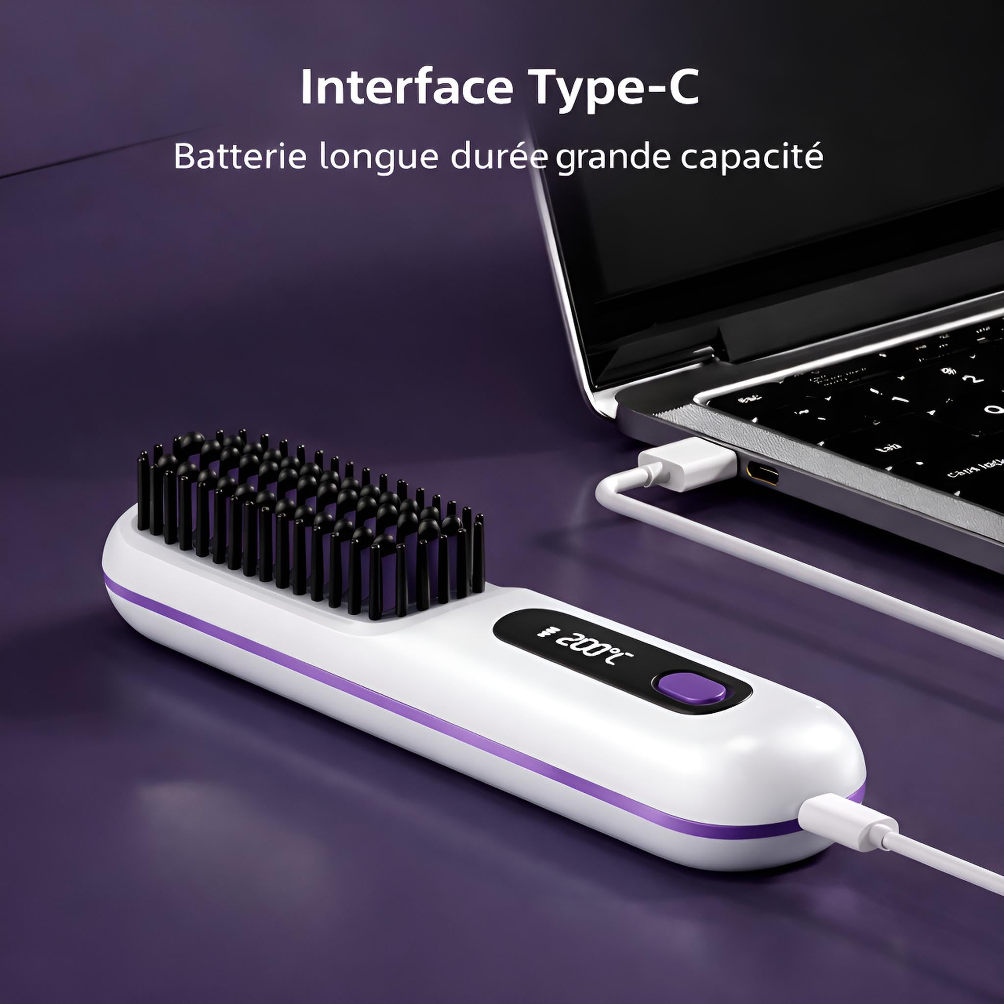 Lisseur Sans Fil Rechargeable Blanc | PURELISS – Écran LCD, Plaques Céramiques, 3 Températures
