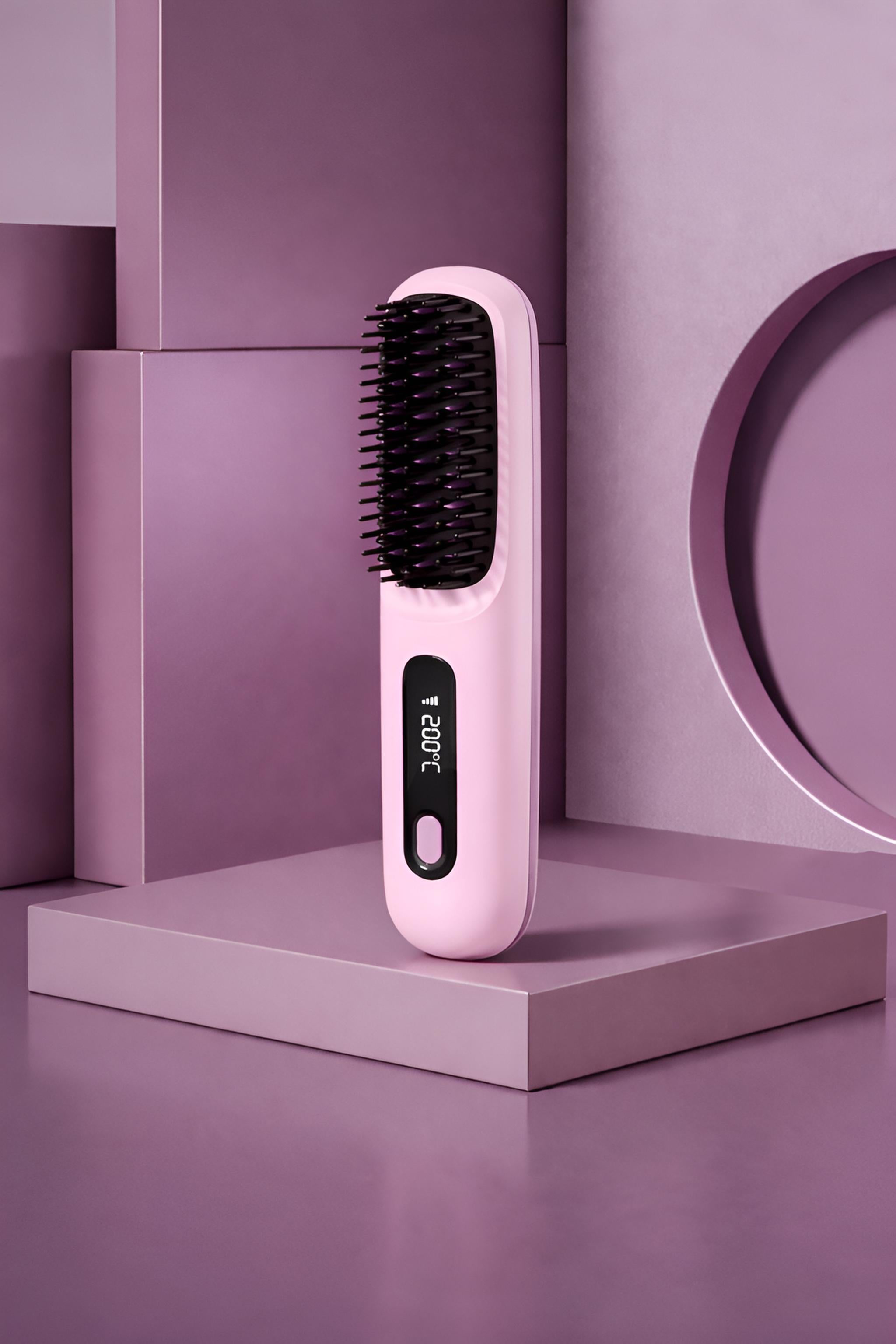 Lisseur Sans Fil Rechargeable Rose | PURELISS – Écran LCD, Plaques Céramiques, 3 Températures