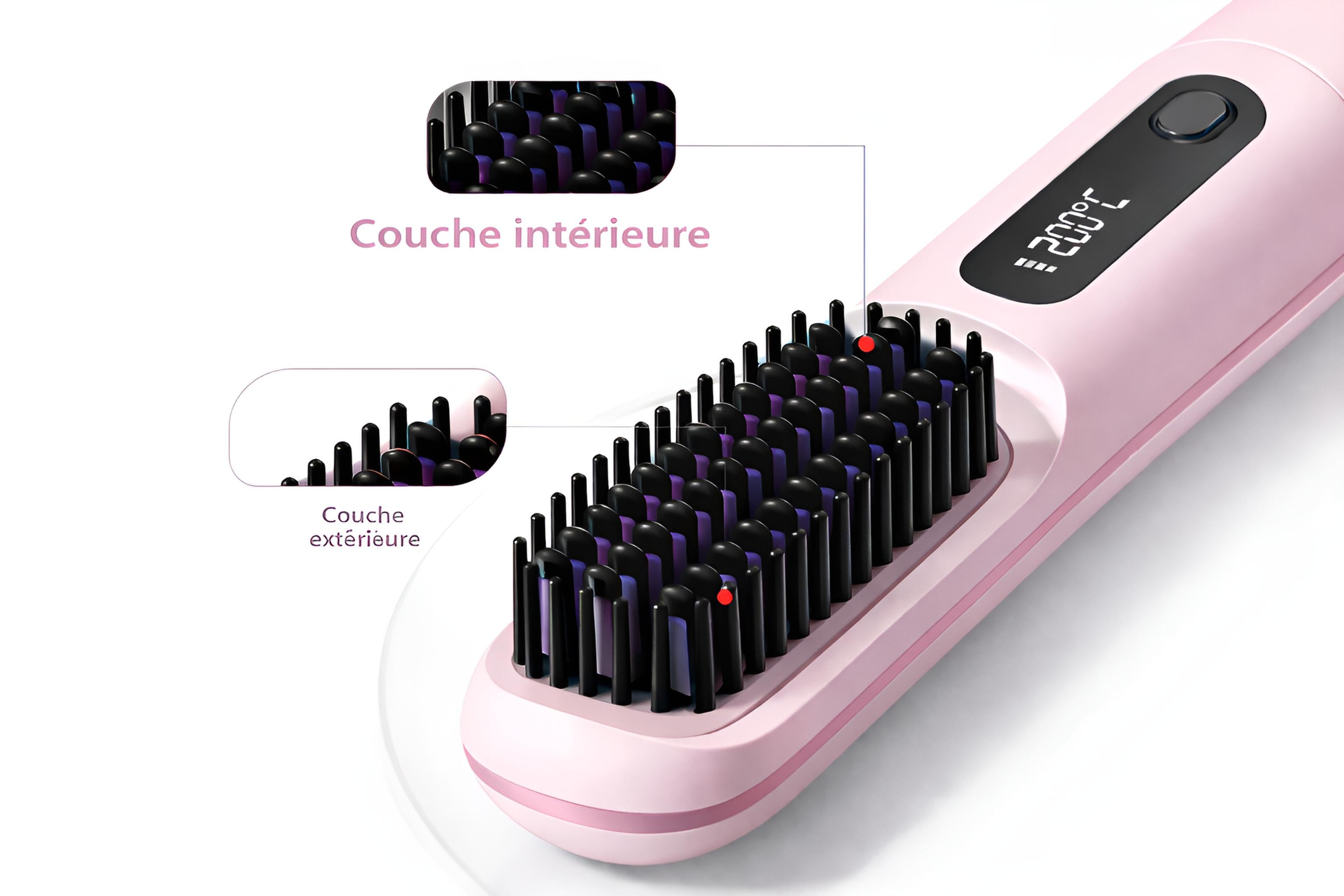 Lisseur Sans Fil Rechargeable Rose | PURELISS – Écran LCD, Plaques Céramiques, 3 Températures
