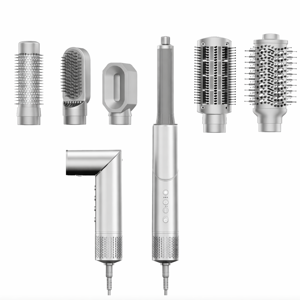 Brosse Soufflante 7-en-1 | PURELISS – Moteur Sans Balais, Soin Nourrissant – Argent