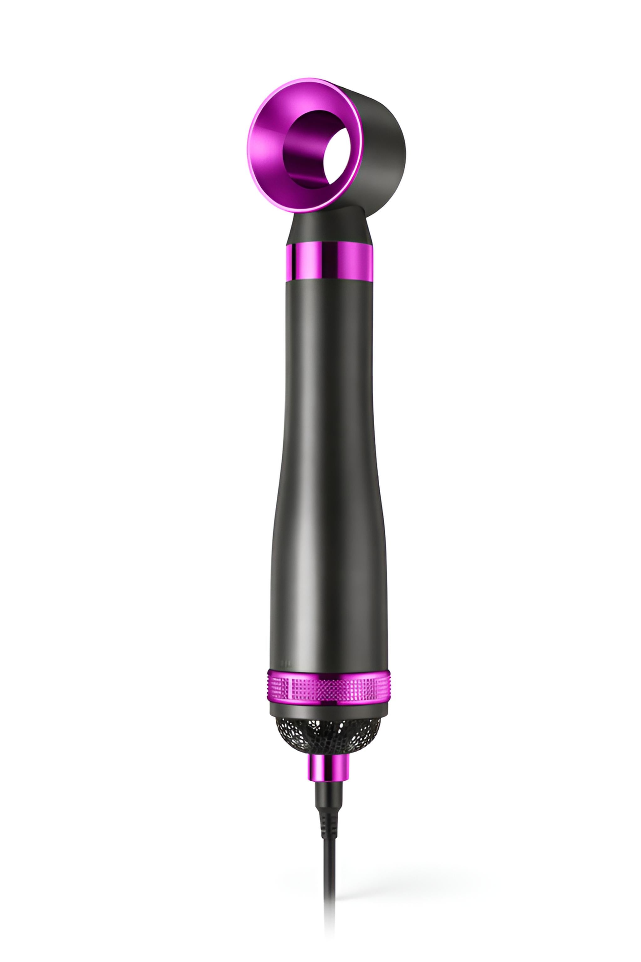Peigne à Air Chaud 6-en-1 | PURELISS – Lisseur, Boucleur & Sèche-Cheveux, Thermostat, Soin Capillaire – Gris Violet