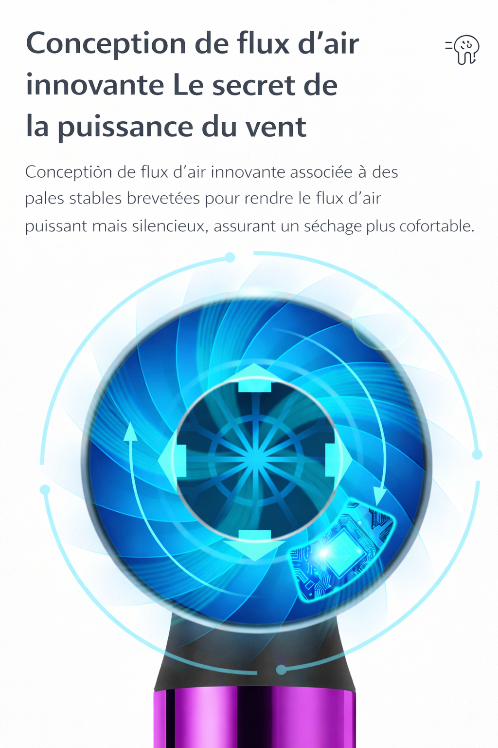Peigne à Air Chaud 6-en-1 | PURELISS – Lisseur, Boucleur & Sèche-Cheveux, Thermostat, Soin Capillaire – Gris Violet