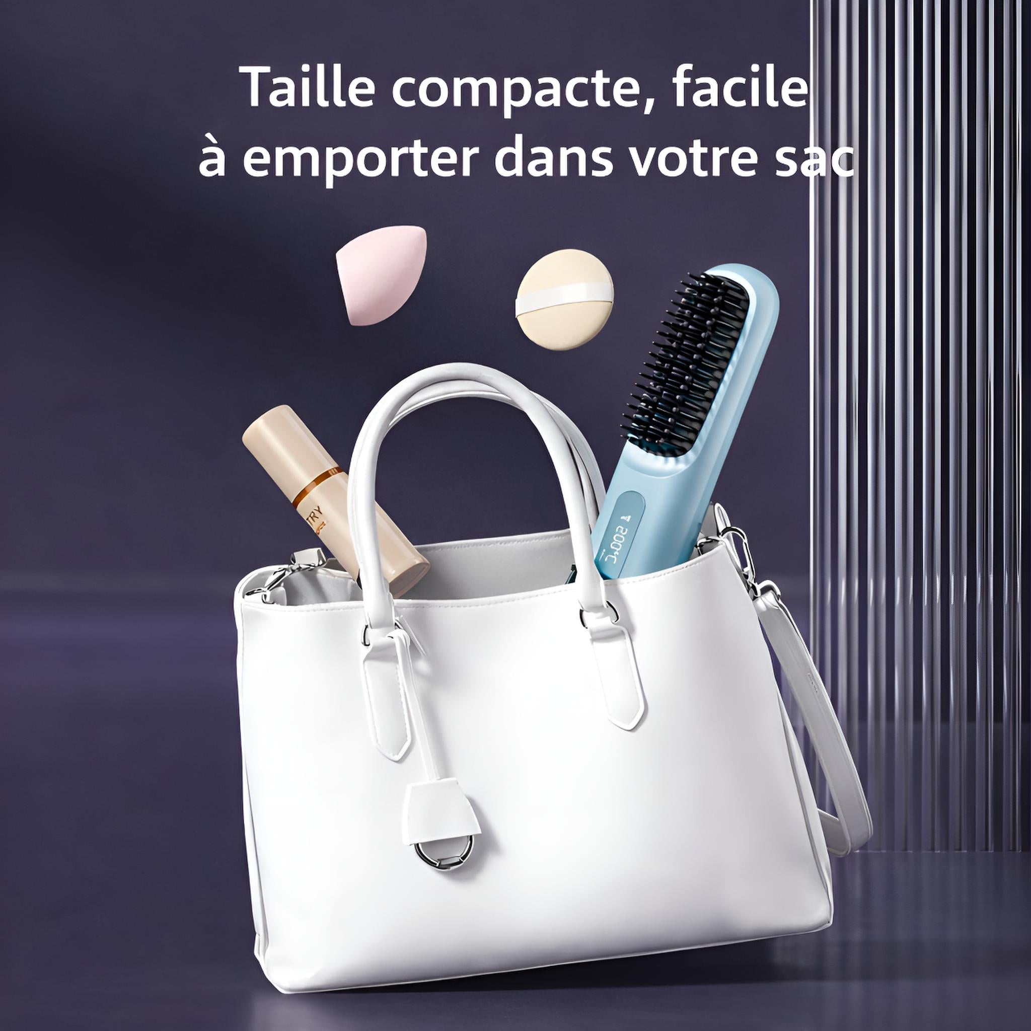 Lisseur Sans Fil Rechargeable Bleu | PURELISS – Écran LCD, Plaques Céramiques, 3 Températures