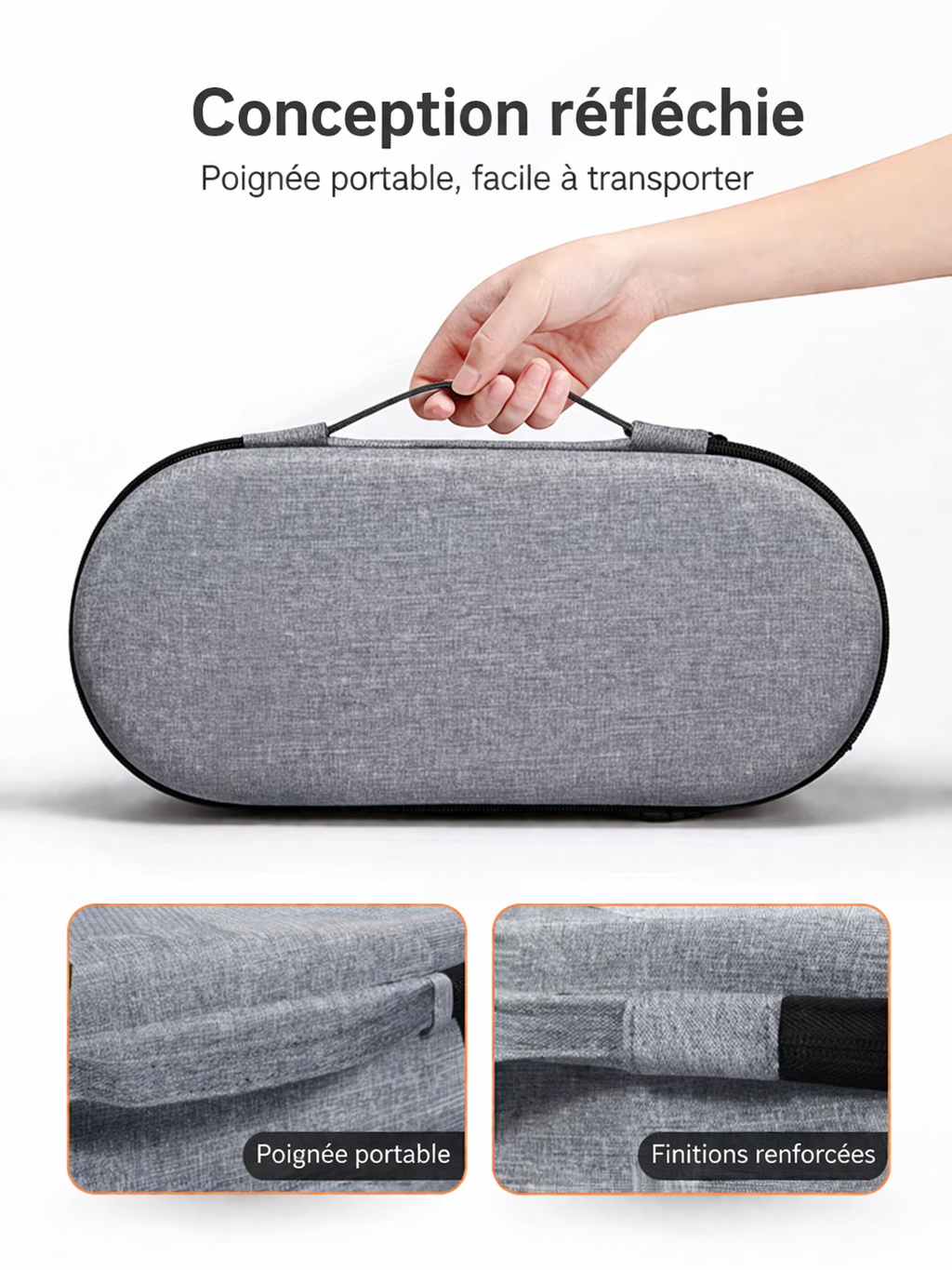 Sac de Rangement Coiffure | PURELISS – Imperméable, Compartiments Indépendants – Gris & Noir