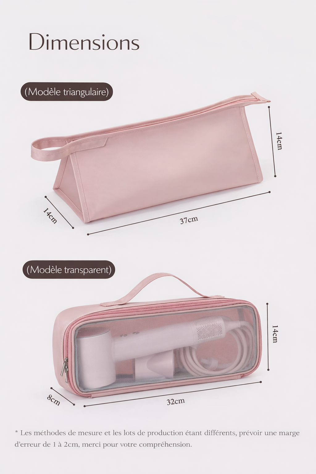 Pochette de Rangement Coiffure | PURELISS – Filet Respirant, Voyage – Rose, Gris, Bleu, Abricot