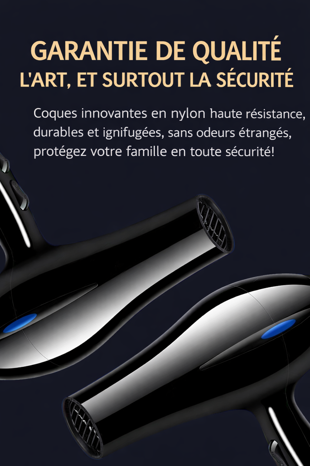 Sèche-Cheveux Professionnel | PURELISS – Haute Puissance, Température Constante, Ultra-Silencieux – Noir