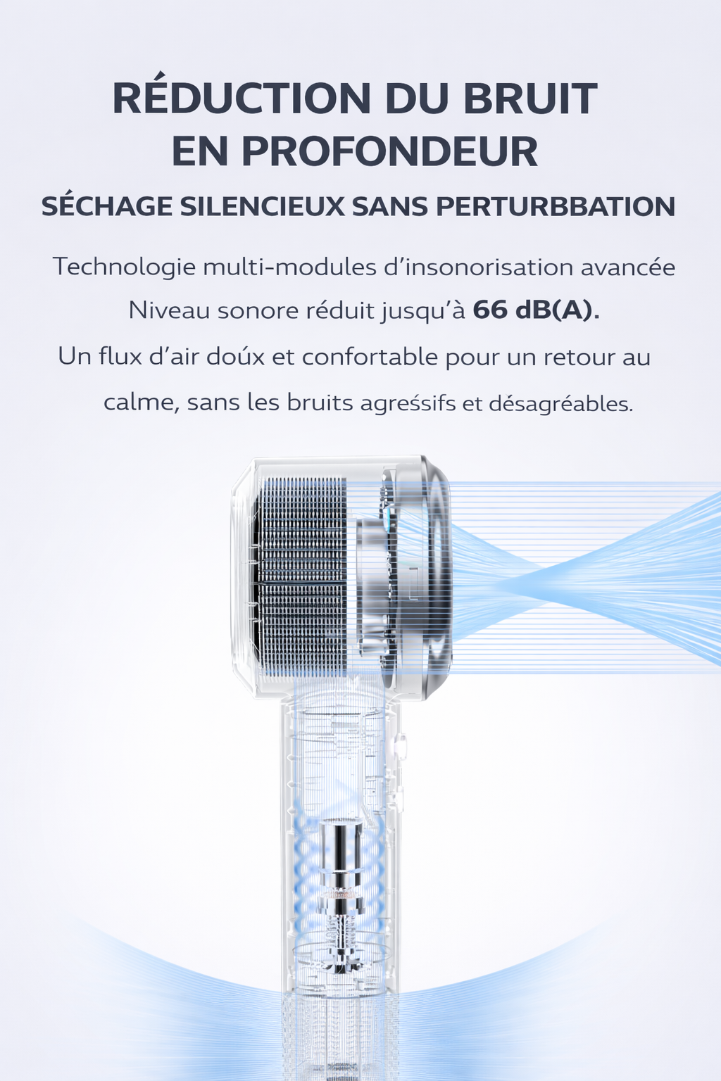 Sèche-Cheveux Ionique Sans Lame | PURELISS – Moteur Sans Balais 1400W, Ultra-Silencieux – Violet, Menthe, Rose