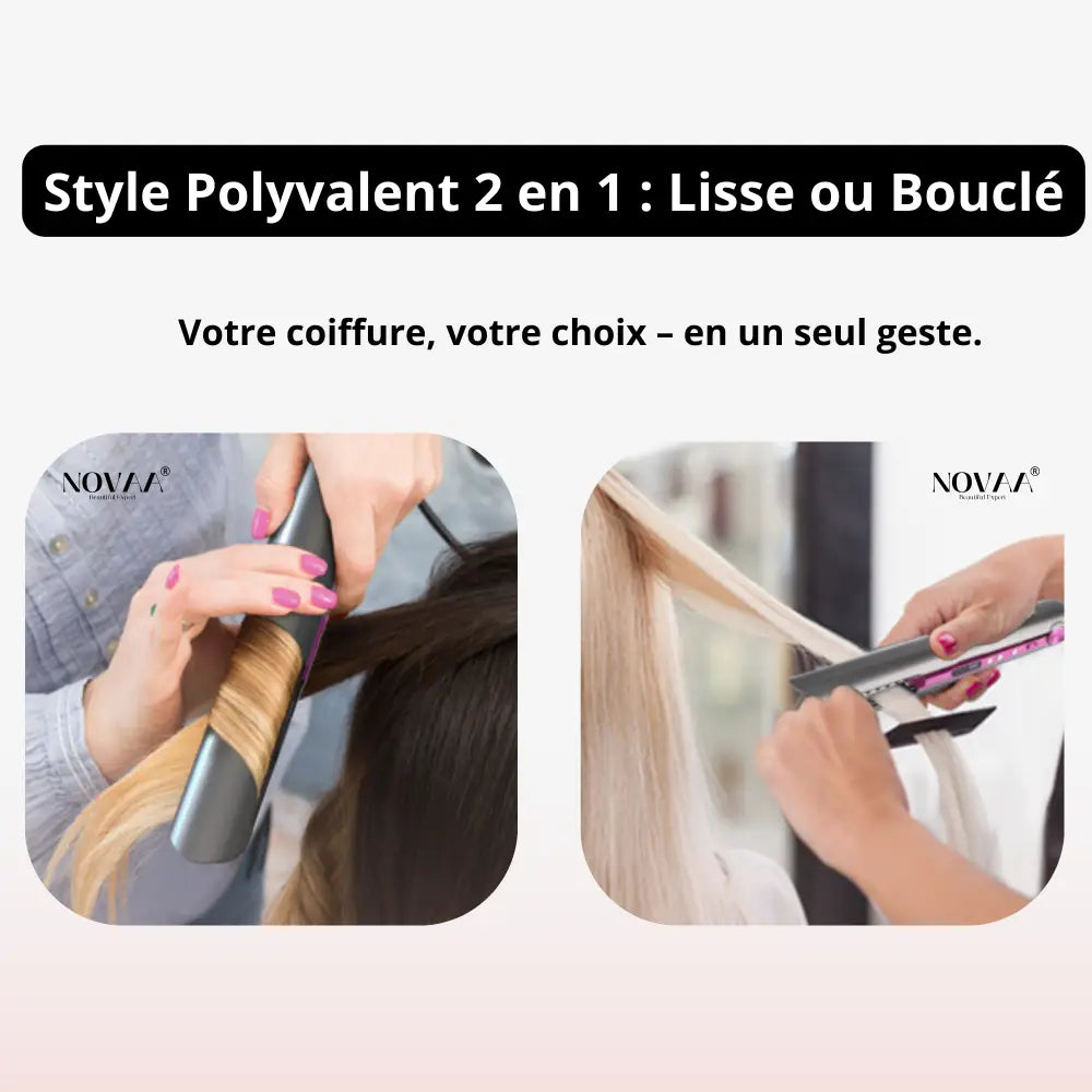 Lisseur & Fer à Boucler 2-en-1 Sans Fil Rechargeable | PURELISS – Multi-Températures, Plaques Céramiques
