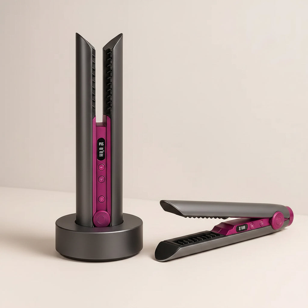 Lisseur & Fer à Boucler 2-en-1 Sans Fil Rechargeable | PURELISS – Multi-Températures, Plaques Céramiques