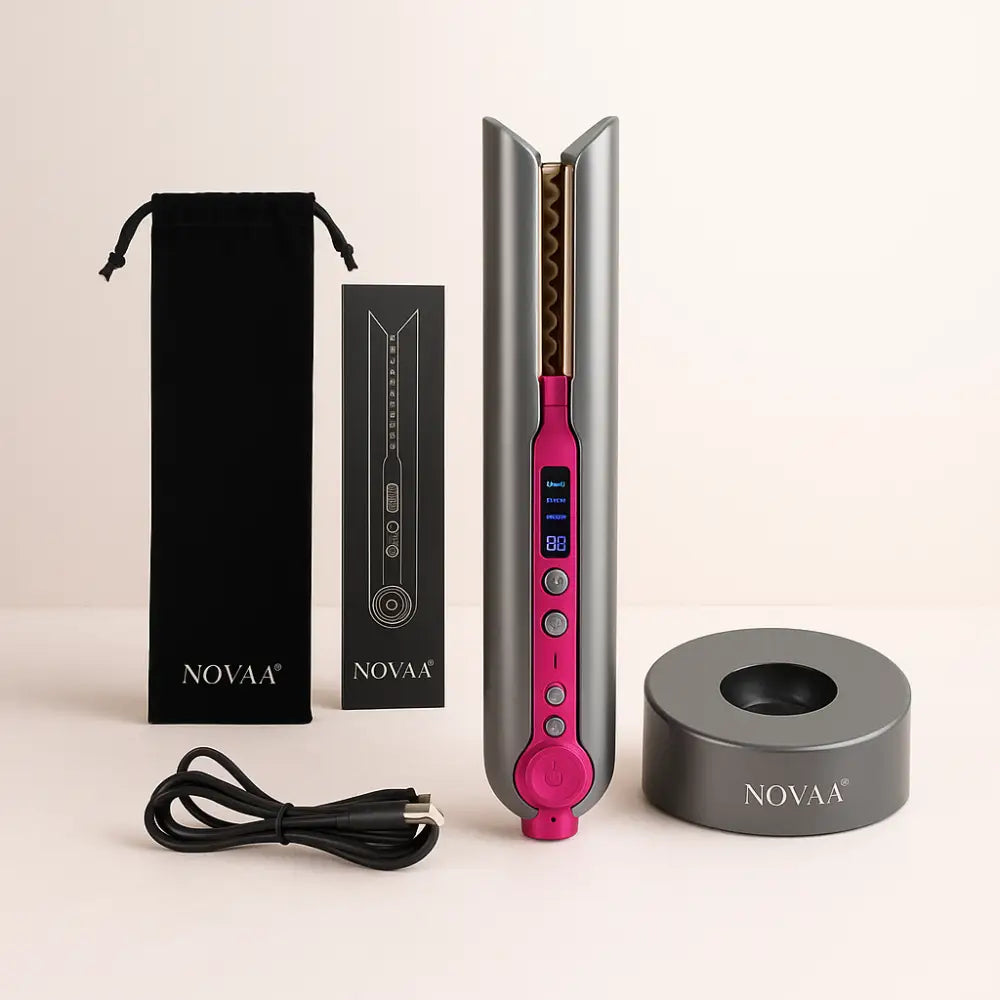 Lisseur & Fer à Boucler 2-en-1 Sans Fil Rechargeable | PURELISS – Multi-Températures, Plaques Céramiques