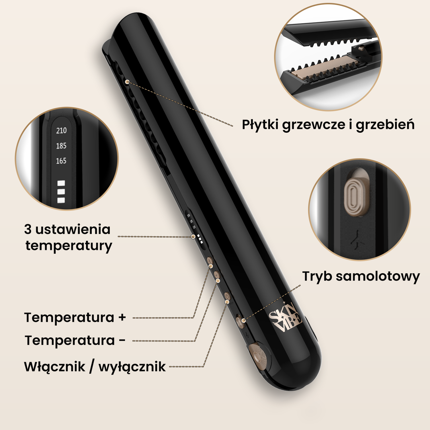 Mini Lisseur Sans Fil SkinVibe Luna | PURELISS – Compact, Céramique, 3 Températures