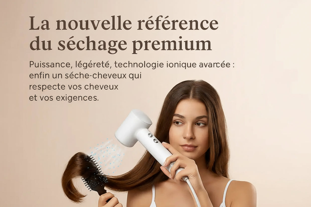 Sèche-Cheveux Professionnel Silencieux | PURELISS – Ionique, Multi-Températures, Moteur Puissant